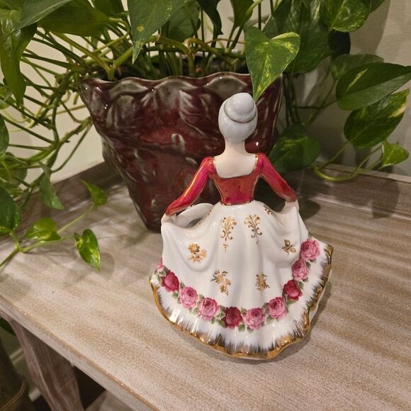 Elegant Figurine with Floral Gold Trimmed Dress, 8 Inches - Picture 6 of 11